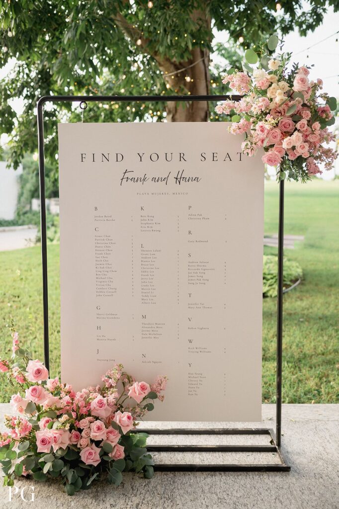 seating chart sls playa mujeres wedding planner Tracy French